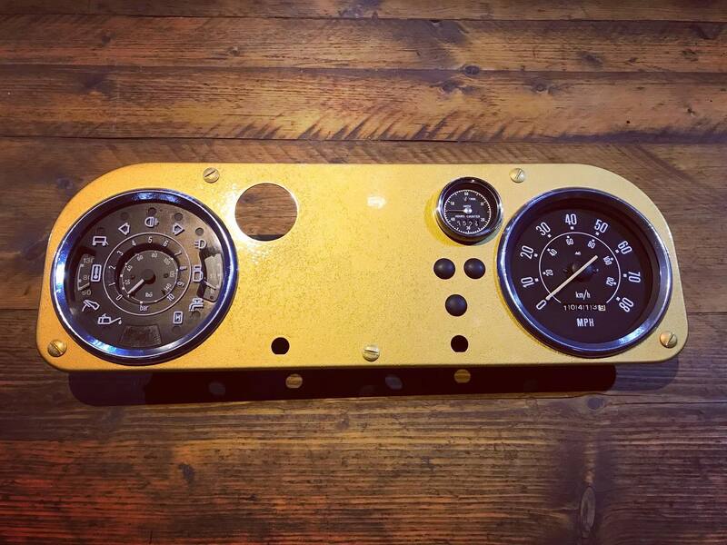 Gold powder coated instrument panel from a Bedford truck
