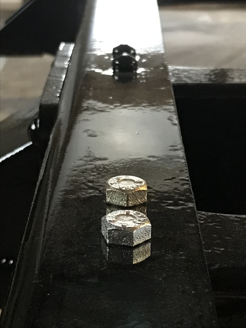 Close up of black chassis frame
