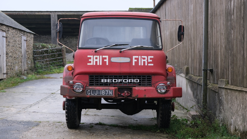 1970s Bedford fire engine in old red paint, front view