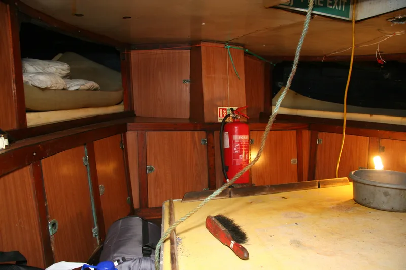 Inside the bunk room of an old fishing trawler
